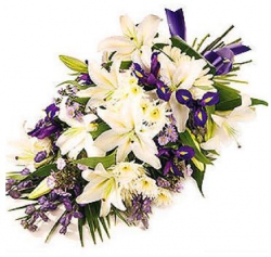 Miniature du produit « Fleurs deuil 
Gerbe Violet Blanc »